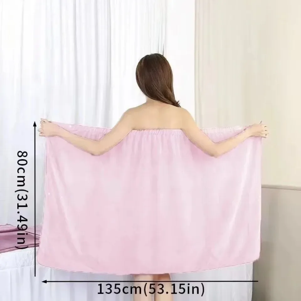 1PC Women Wearable Bath Towel Microfiber Shower Wrap Soft Absorbent Quick Dry Bathrobe Elastic Strap Bathroom Beach Travel