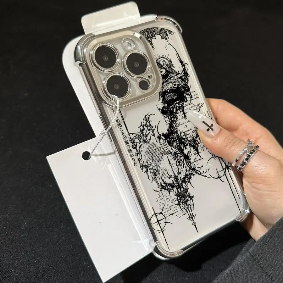 

Gothic Style Angel Cross Case for Apple iPhone 17 Pro Max 15 12 Plus 16 Pro 14 17e 16e Air 11 13 Phone Cover