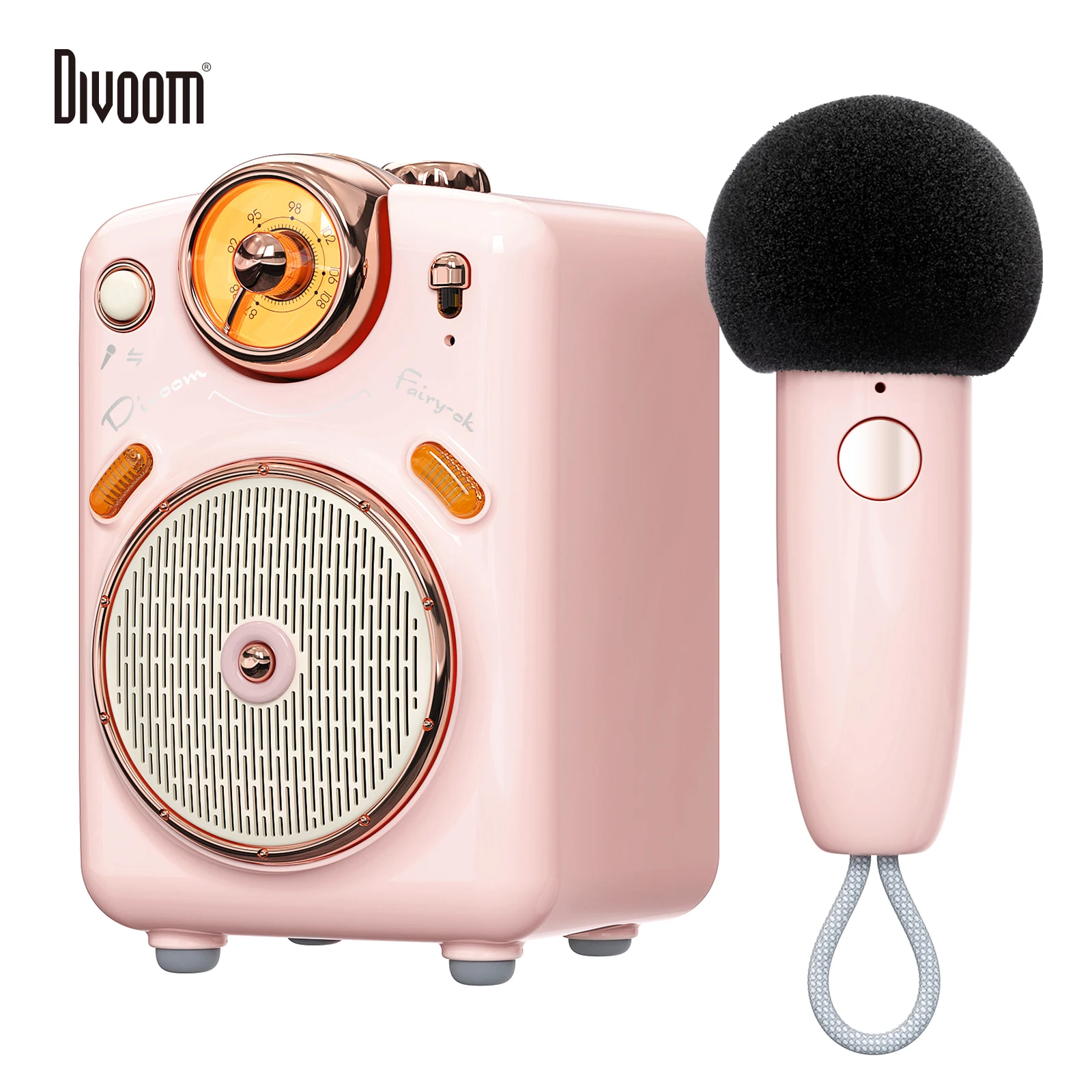 

Original Divoom Fairy-OK Portable BT Speaker with Microphone Karaoke Function with Voice Change FM Radio TF Card