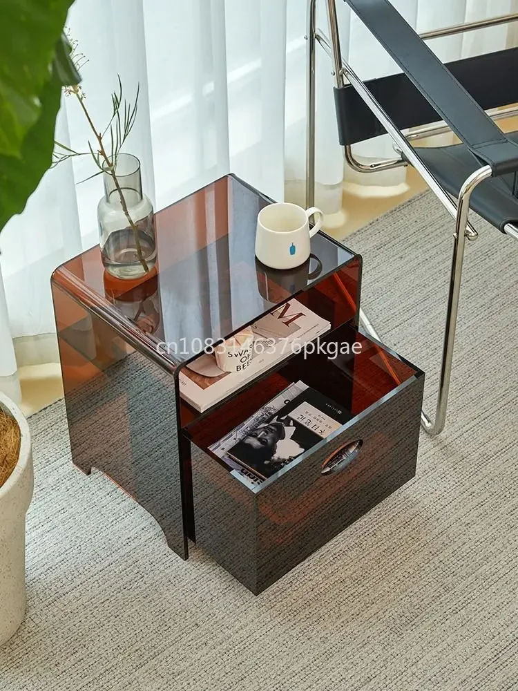 Acrylic Edge Several Living Room Sofa Small Coffee Table Italian Minimalist Bedside Table Rack Transparent Storage Box Furniture