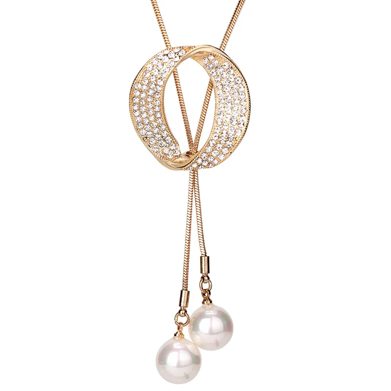 فستان نسائي طويل من السلسلة المحبوكة عبارة عن إكسسوار متعدد الوظائف، يتميز بقلادة صغيرة وقلادة