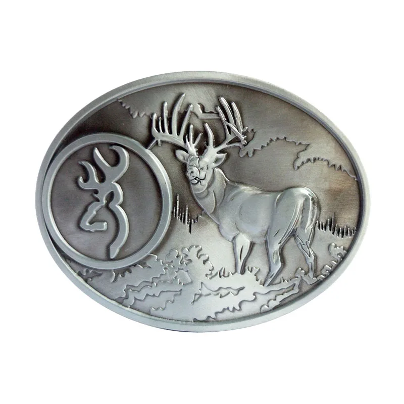 Cheapify Dropshipping Gesper Sabuk Pria Oval Silver-Gray Animal Sika Deer