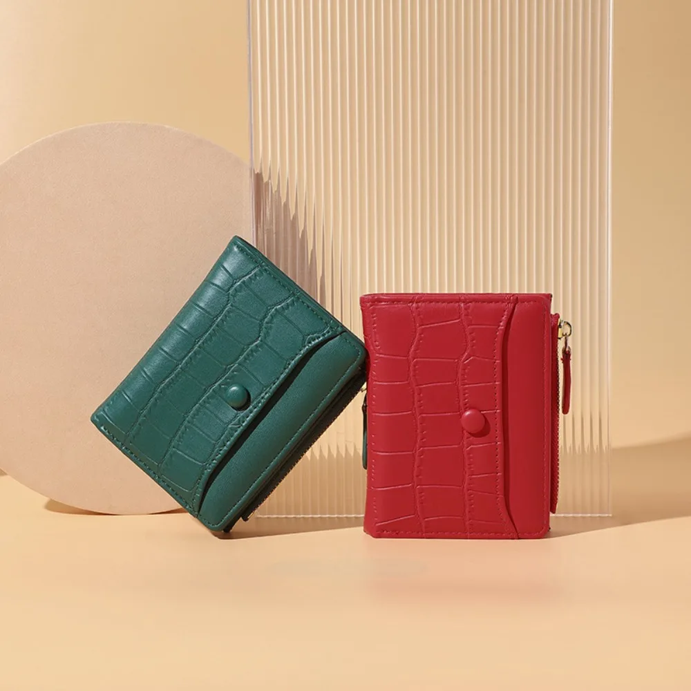 PU Leather Minimalist Women's Wallet Simple High-quality Double Fold Zero Wallet Holder Multi-function Portable