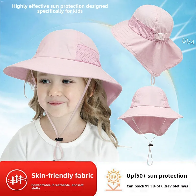 

Летняя детская солнцезащитная шляпа-панама с широкими полями, дышащая, тонкая, пляжная, с защитой от солнца, для малышей