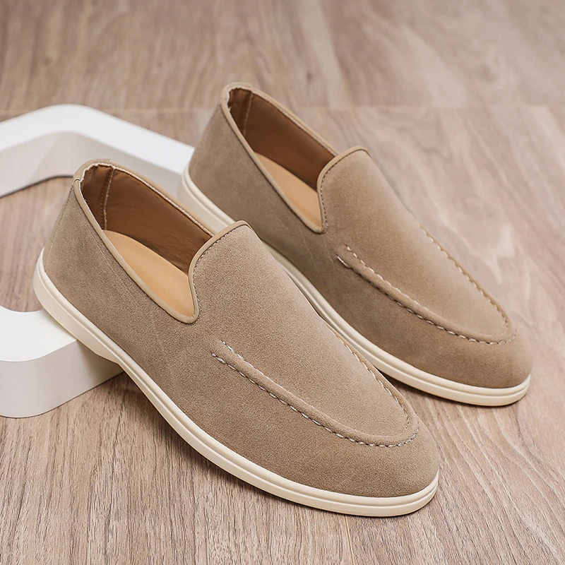 

Outdoor Black Suede Fashion Men Casual Shoes Comfortable Man Loafers Soft Breathable Slip on Mens Boat Lazy Shoes