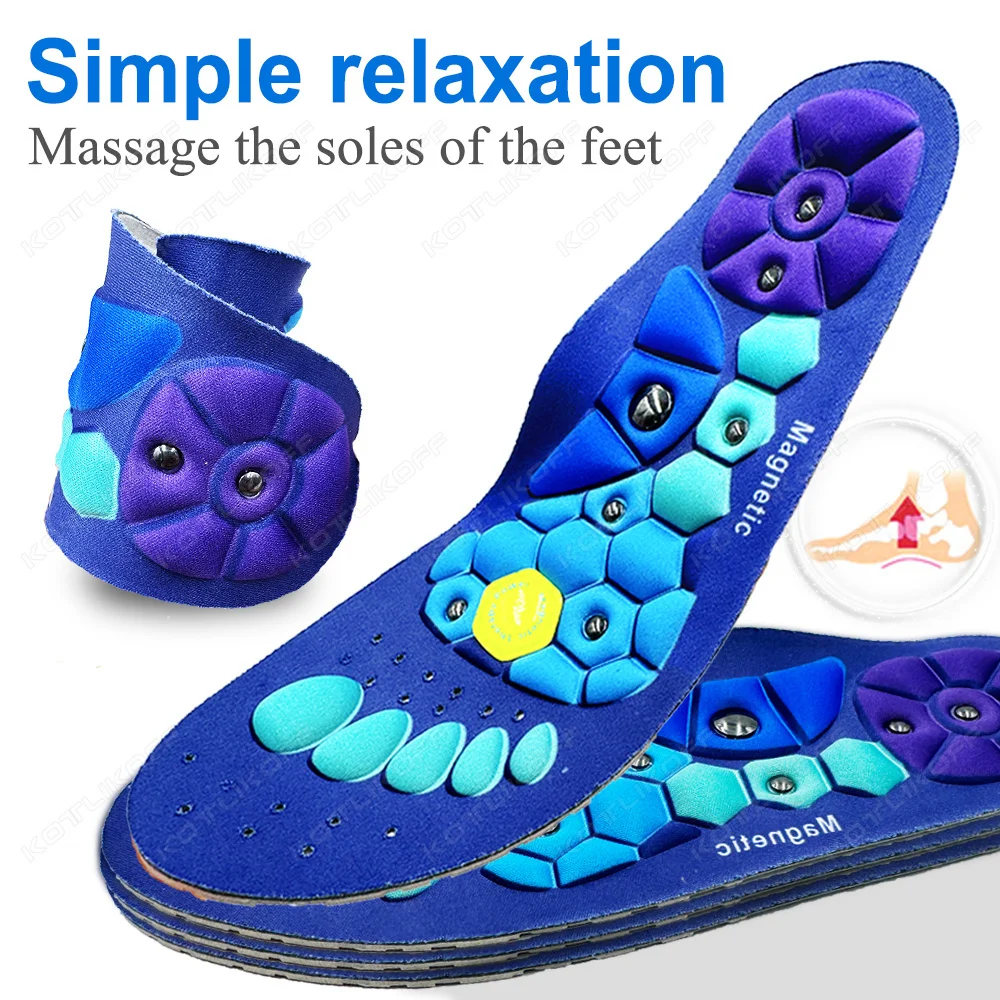 Sport Magnetic Therapy Massage Insoles for Shoes Unisex Foot Acupressure Soft Shock Absorption Deodorant Running Orthopedic Pads