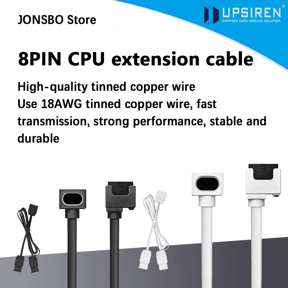 

UPSIREN 8PIN CPU Motherboard Extension Cable,18AWG 90° Right-Angle Design,ARGB 5V 3Pin Male-to- Female Connectors Cable