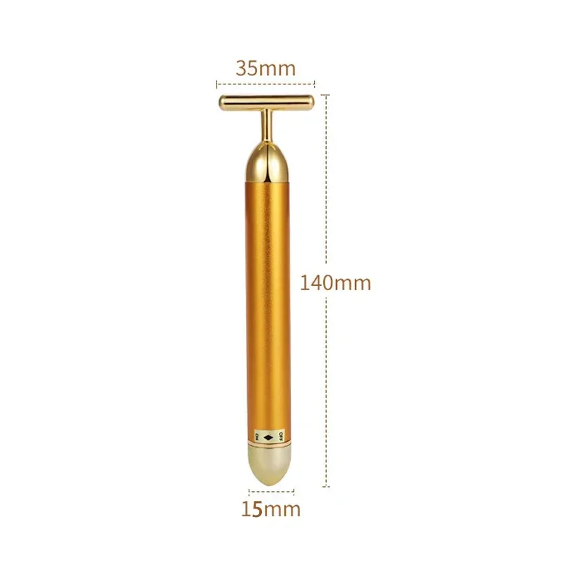 24k Gold Face Lift Roller Vibration Slimming Massager Facial Stick Facial Beauty Skin Care T Shaped Vibrating Massager