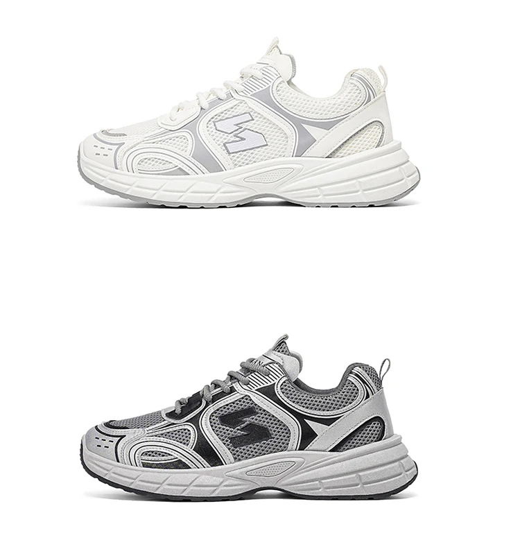 LOEIKAN Herren-Sneaker mit Patchwork-Mesh, lässige Turnschuhe mit klobiger, dicker Sohle, zum Schnüren, Dad-Schuhe, vielseitiges Schuhwerk für den täglichen Pendelverkehr – Detail 2