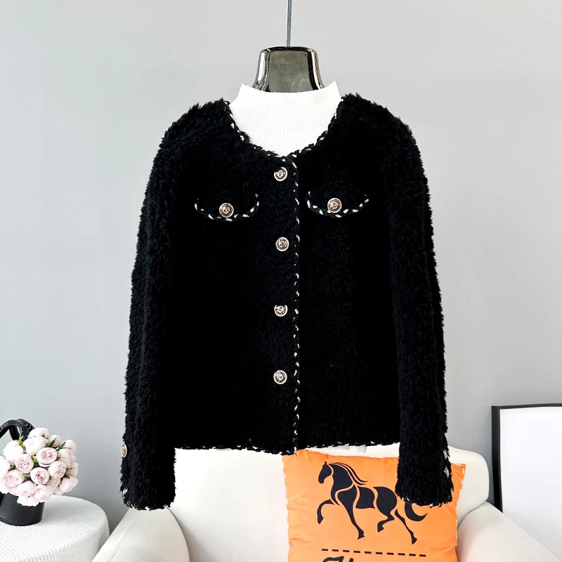 Female Lamb Wool Short Coat Women Girl Sheep Shearling Warm Elegant Jacket Winter Parka JT3462