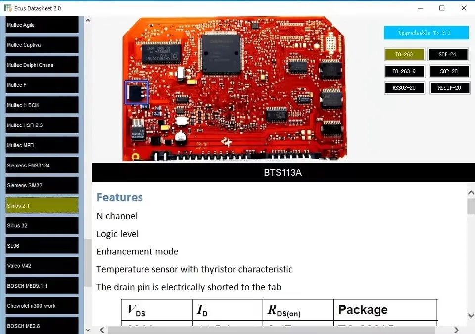 برنامج إصلاح وحدة التحكم الإلكترونية Ecus Datasheet 2.0 PCB التخطيطي مع المكونات الإلكترونية لوحدة التحكم الإلكترونية والمعلومات الإضافية لـ IAW Bosch