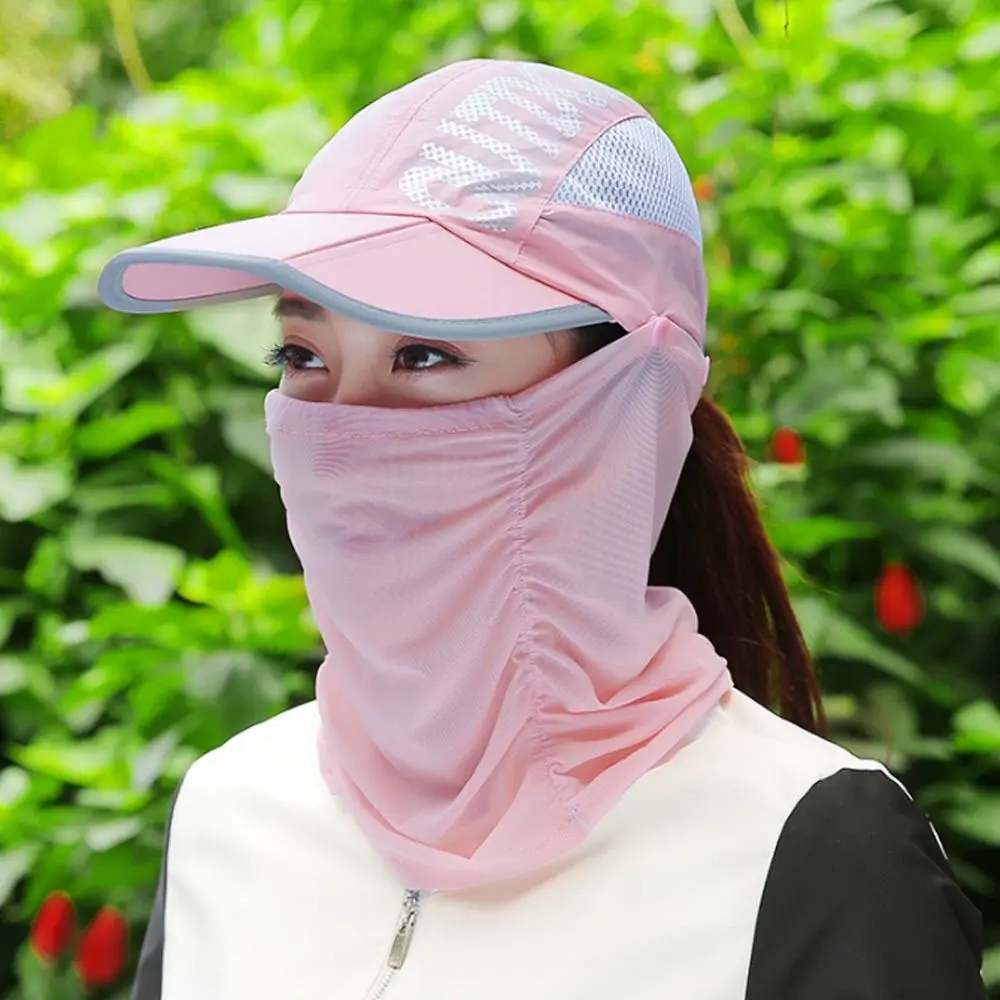 Summer Women Sunshade Sun Hat UV Protection Wide Brim Shade Hat Detachable Breathable Neck Face Baseball Cap Visor