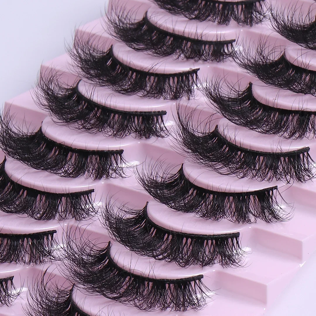 10 Pairs Eyelashes Faux Mink Eyelashes Long Lasting Fluffy Mink Lashes Dramatic Volume Lashes