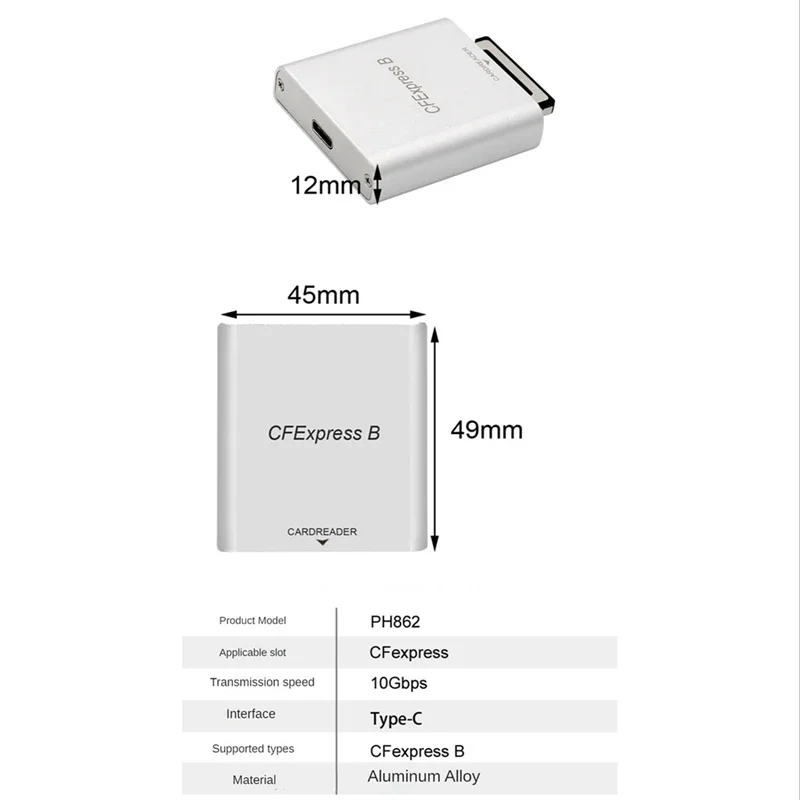 CFEXPRESS TO USB3.1 TYPE-C & TYPE-A Card Reader with High-Speed Laptop CF Card Reader for Z6/Z7 1DX3 PH862