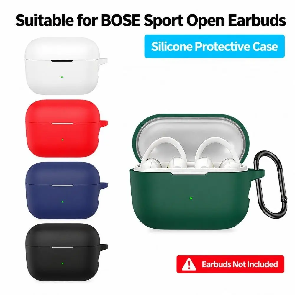 With Carabiner Silicone Protective Case Anti Drop Shockproof Charging Cover 2mm Thick Precise Fit for BOSE Sport Open Earbuds