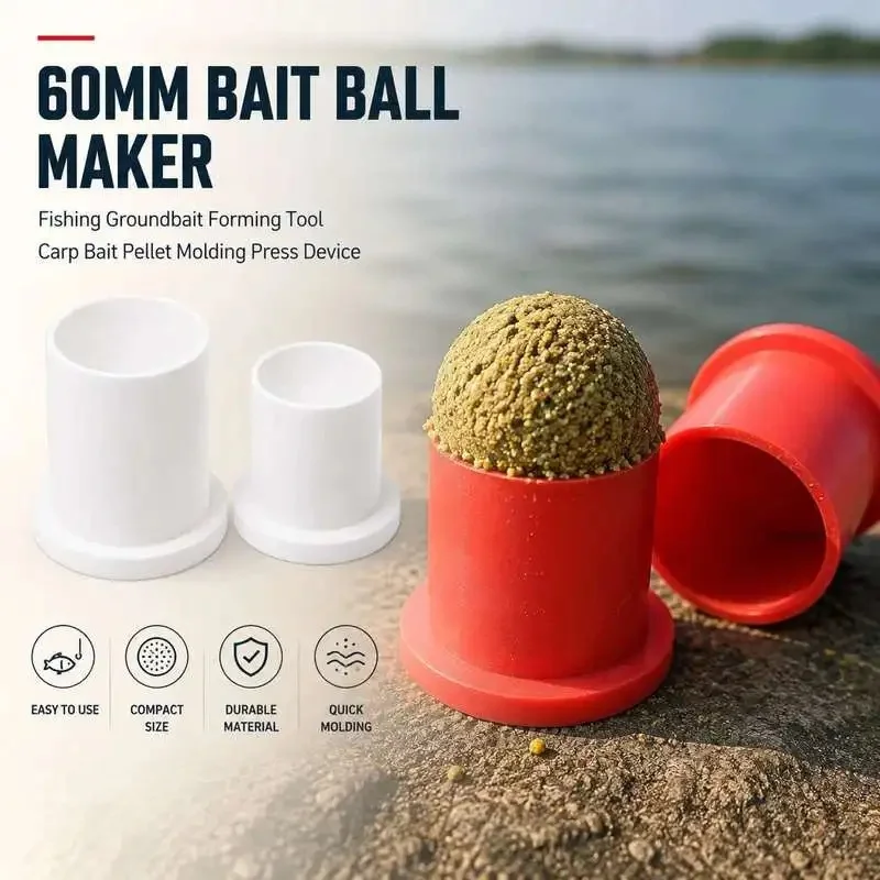 60mm Carp Bait Ball Molding Press Tool Handmade Groundbait Former Fishing Feed Shaping Gadget