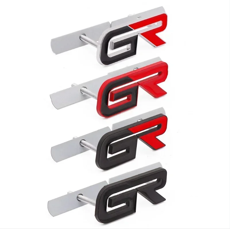 3D Metal GR Letters Front Grill Emblem Badge Rear Trunk Sticker Decals for Toyota Corolla CHR RAV4 Yaris Prado Prius Camry