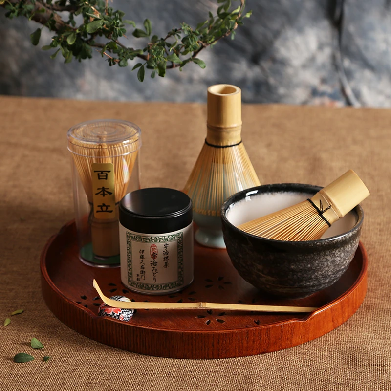 2018 Japanese Ceremony Matcha Suit Bamboo Whisk Matcha Green Tea Powder Chasen Tool Grinder Brushes Tea Tools Holder Accessories