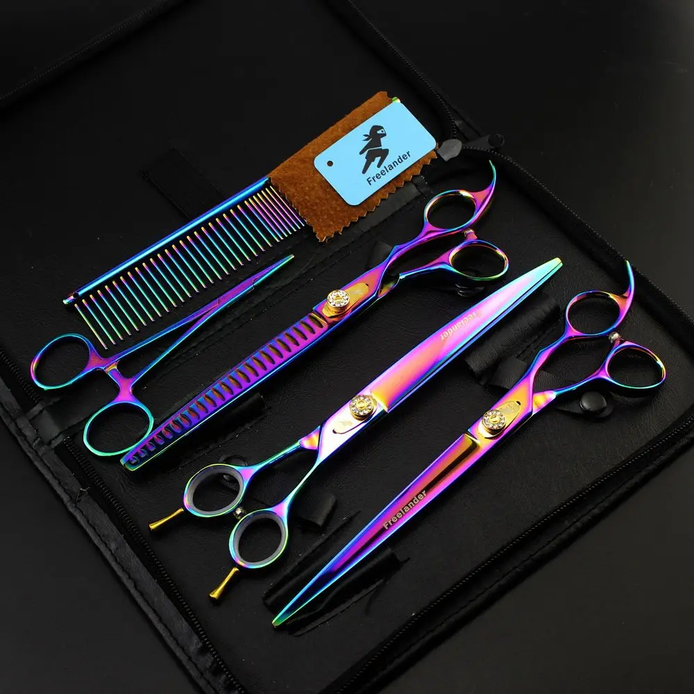 

Scissors for Dogs 8 inch Freelander Japan 440C Pet Grooming Scissors Chunker Shears Dog Thinning Shears Curved Add Case