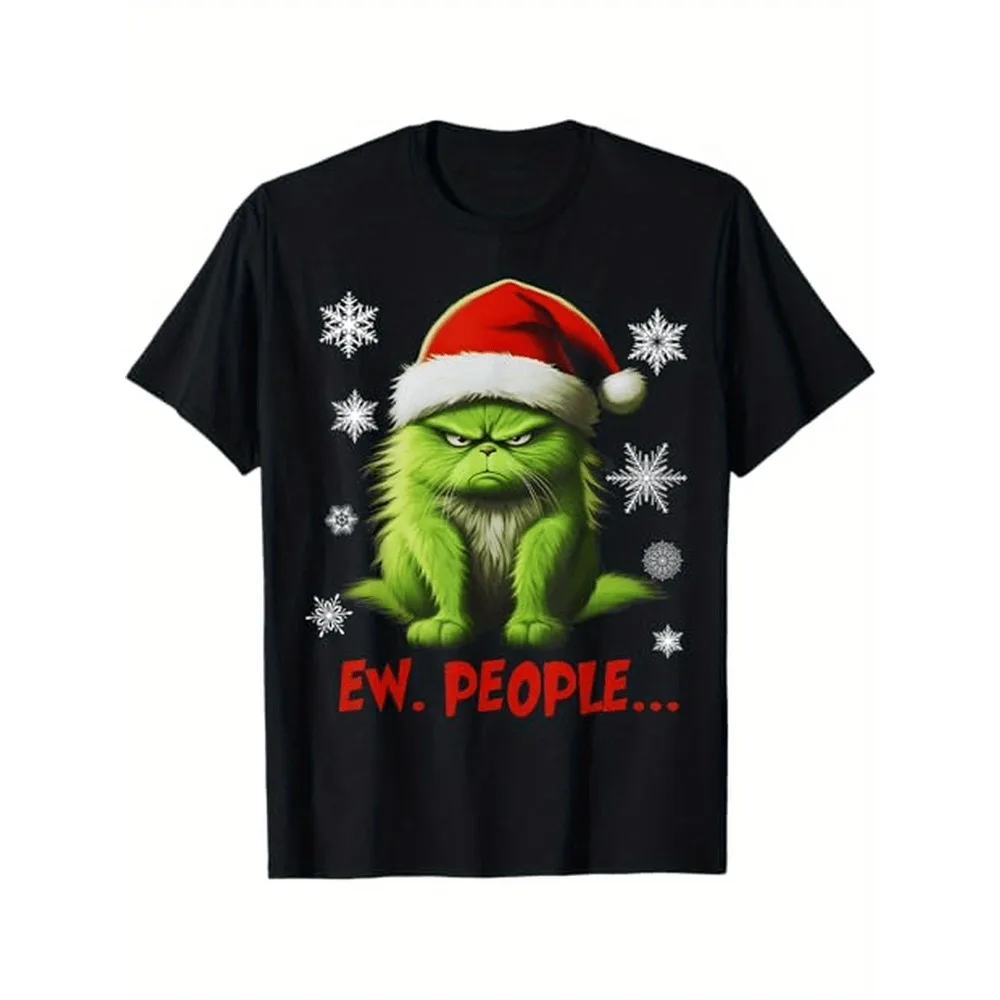 Funny Christmas Cat Ew People Meowy Cat Lovers Men Women Boys Girls T-Shirt 100%Cotton Gifts for Men Dad Husband Grandpa