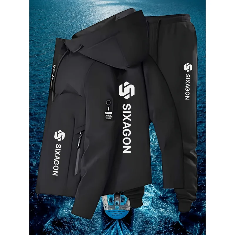 

Men's outdoor sports set windproof waterproof jacket + casual pants windproof breathable hiking two-piece set