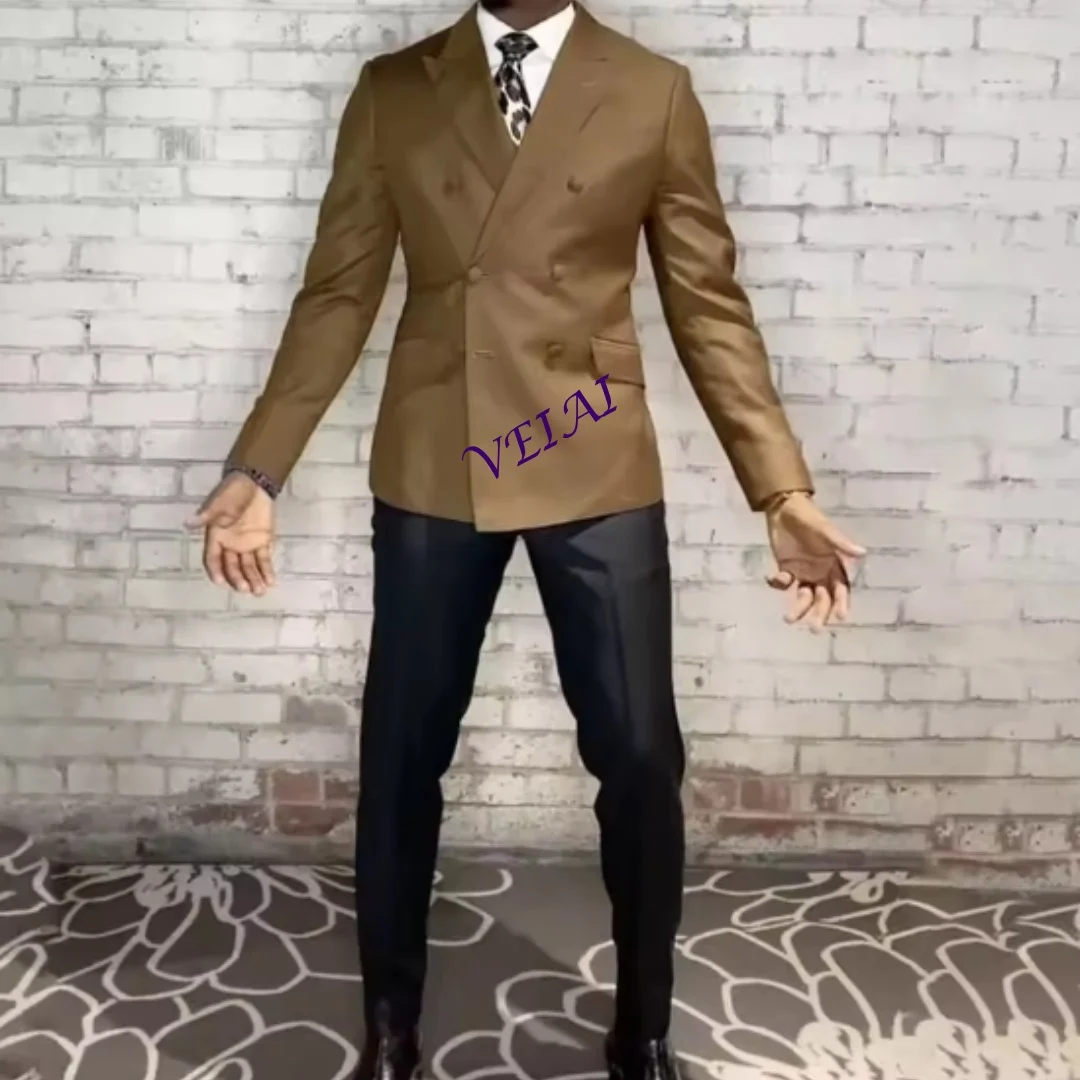 

CustomizedElegant Men's Suits Luxury Slim Fit Male Clothing Customzied Double Breasted Peak Lapel Slim Fit Outfits For Business