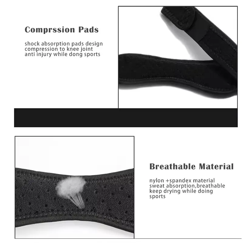 Suporte de Joelho Ajustável para Tendão Patelar com Absorção de Impacto e Compressão para Basquete - 1 Peça
