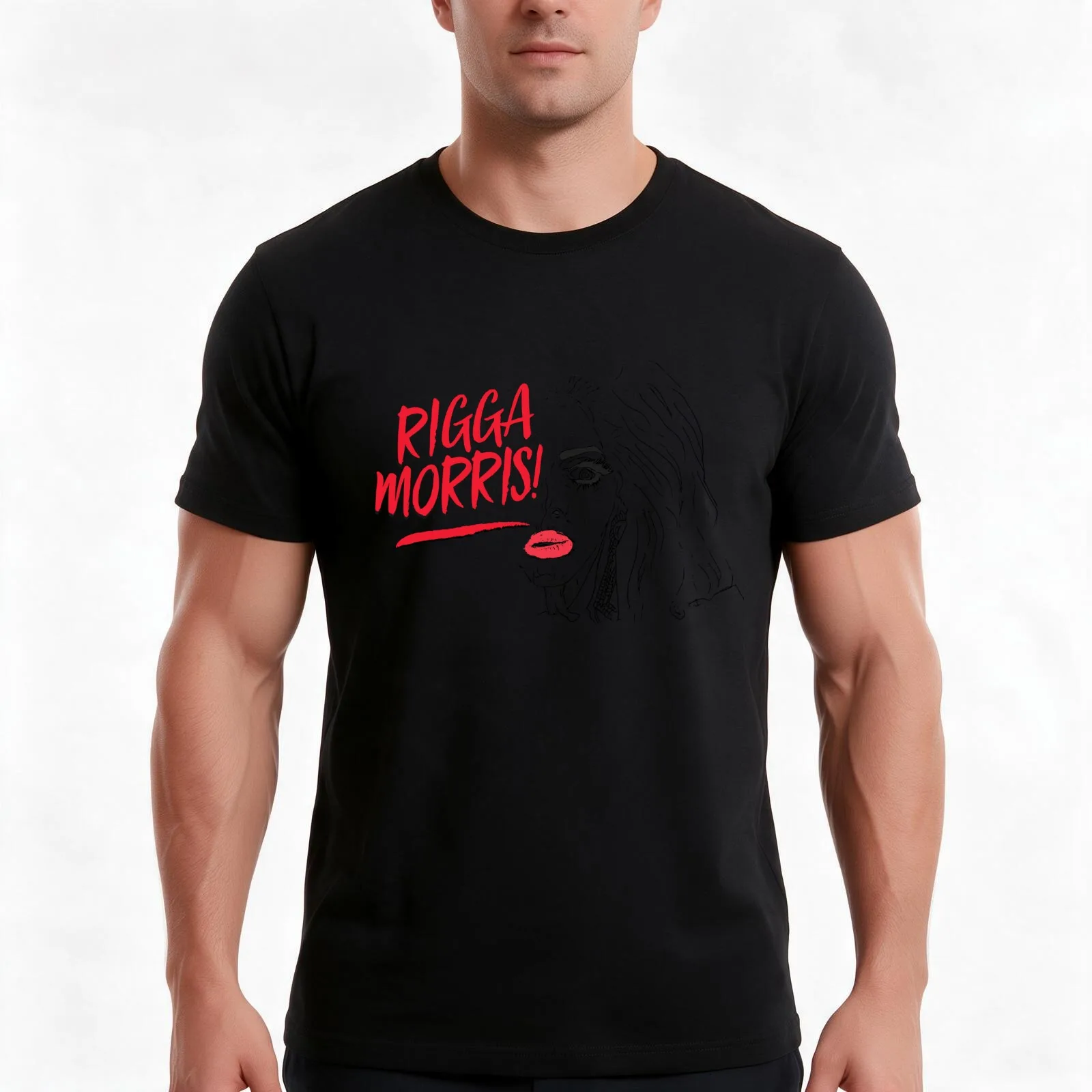 Rigga Morris! T-Shirt, Summer Casual Cotton Tee, Oversized Streetwear Tops, Vintage Graphic Print, Loose Fit Short Sleeve