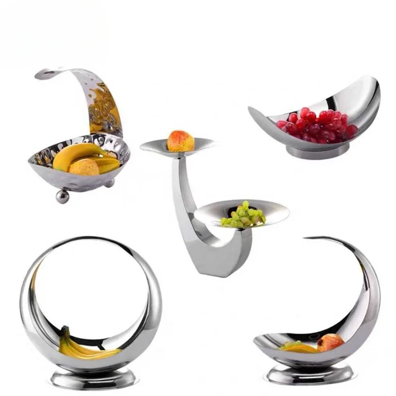 

Wedding event buffet fruit serving platters mirror shape food plate stainless steel tray catering serving dishes for wedding