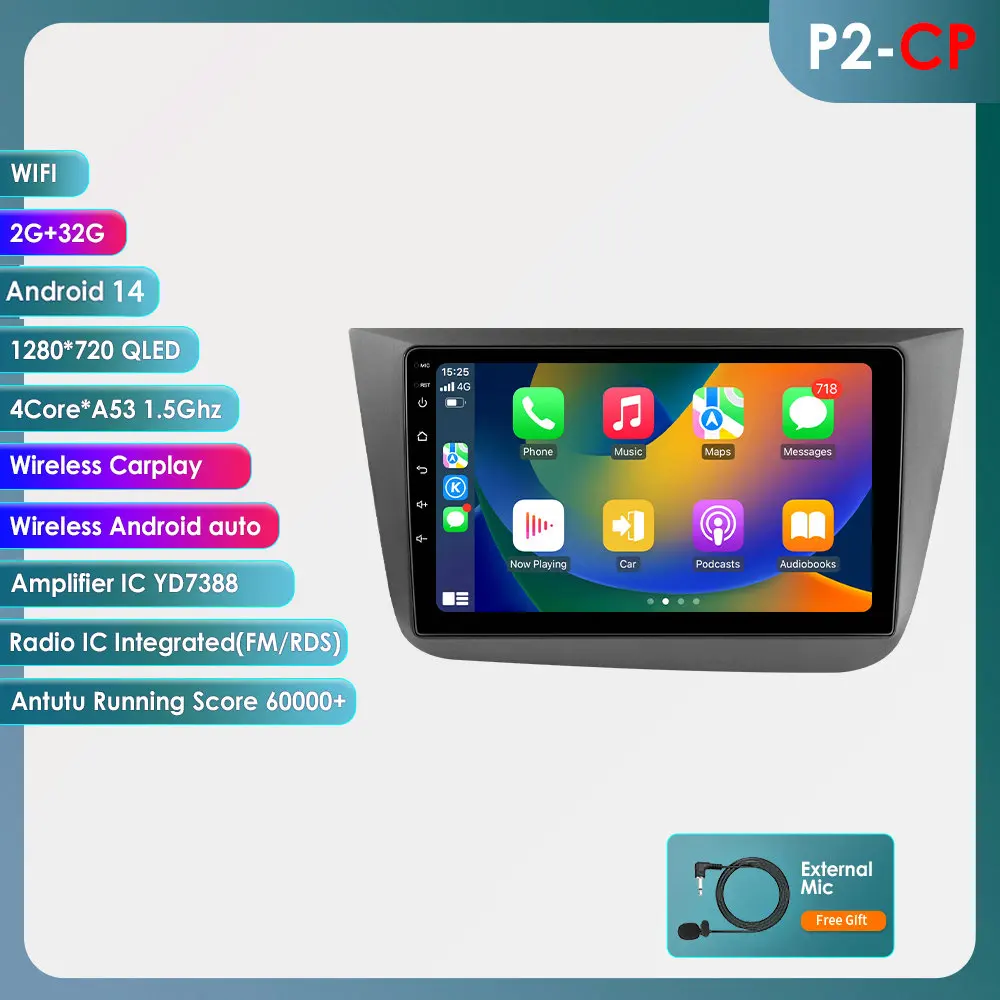 9 ''7862 Intelligent Scherm 2din Android Auto Radio Multimedia Video Speler Voor Stoel Altea Voor Toledo Gps Nav Carplay Auto 4G Rds - afbeelding 1