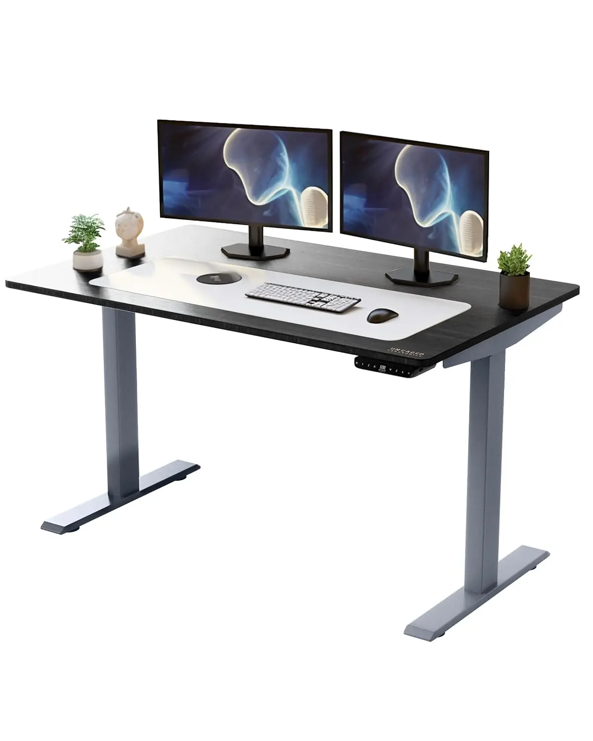 Dual Motor Electric Standing Desk 60x30 Black Bamboo Ergonomic Adjustable Height Home Office Computer Table, Customized