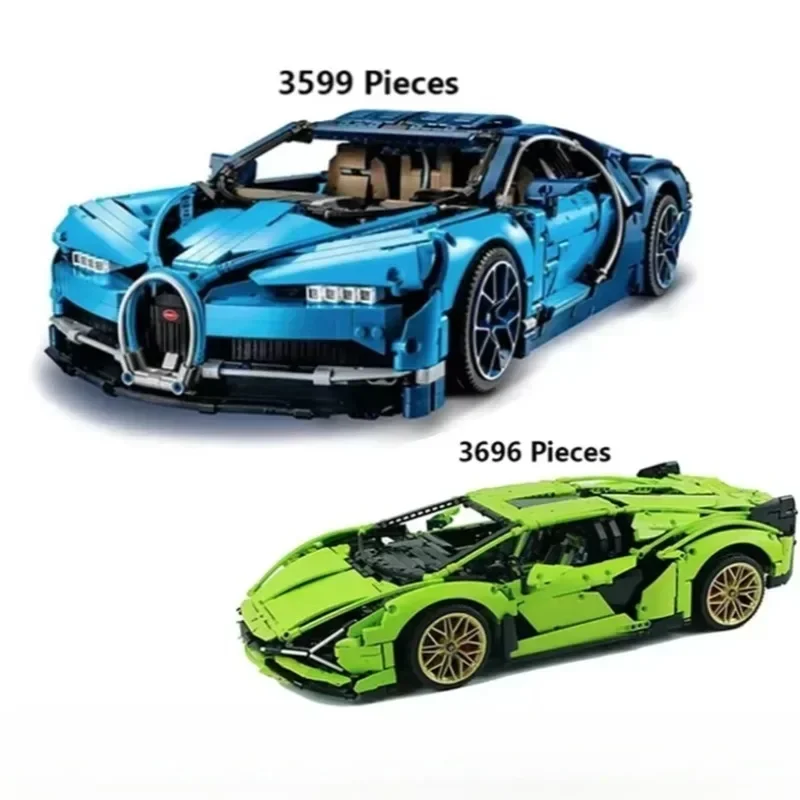 Building Blocks Set Constructor Kids Toys For Children Gift Bricks High Tech Car Kits Bugattied Chirons Lamborghinis Models