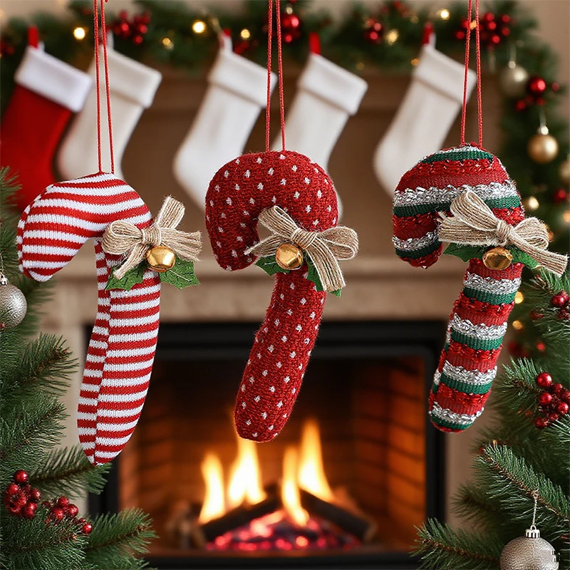 

Christmas Candy Cane Lollipop Hanging Ornament Red Crutch Xmas Tree Decoration for Home Party Gift New Year 2026 Decor Gifts