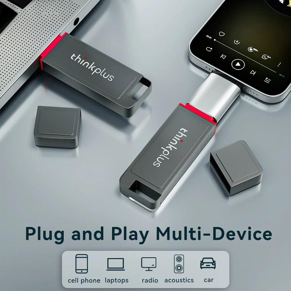 Lenovo MU243 USB 3.2 Metal Flash Drive High Speed Portable U Disk Memory Stick for Laptop PC Car