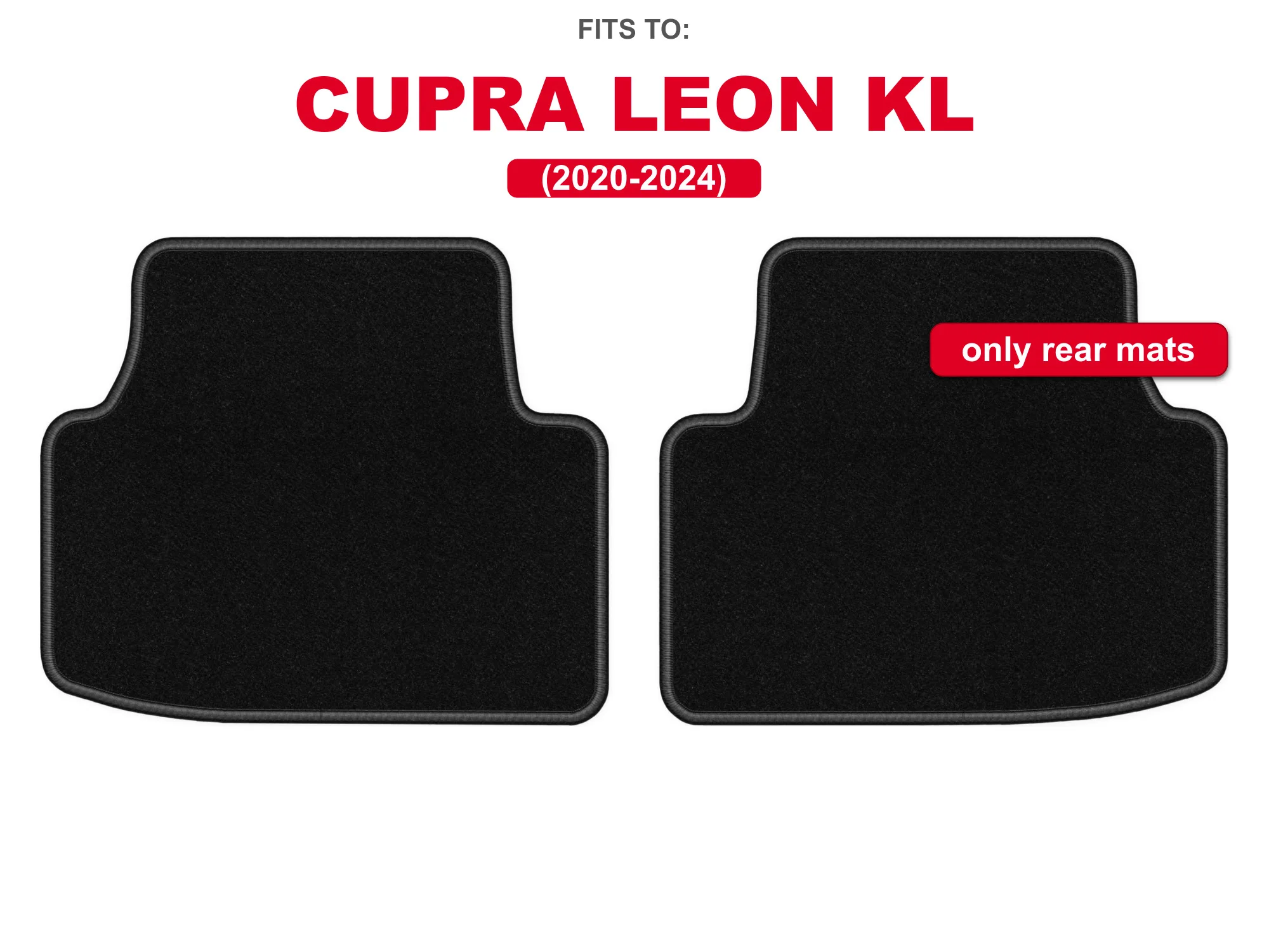 Velour tapijten achterin voor: Cupra LEON KL 2020-2024 Zwart