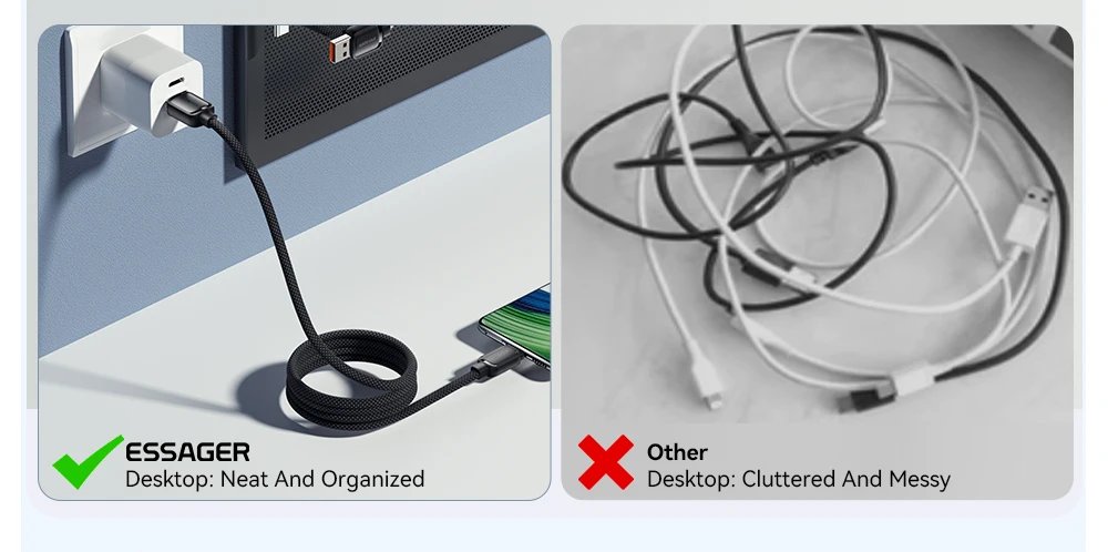 Essager 7A Magnetic Fast Charger Cable USB A To Type C Magic Rope USBC Magnetic Cable Self Winding Cable For Vivo Oneplus OPPO