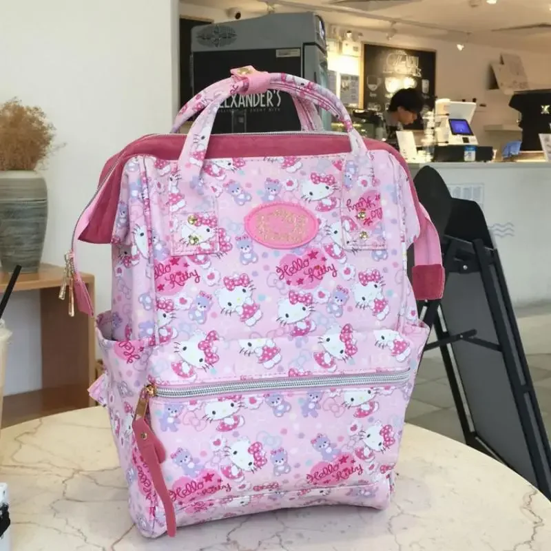 Sanrios Hello Kitty Mymelody Cartoon Pink Backpack Large Capacity Leather Waterproof Casual School Bag for Middle School Student