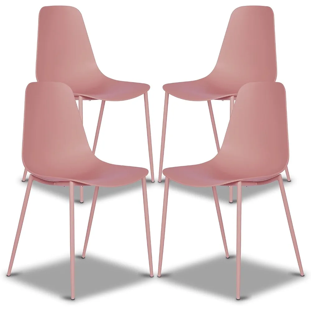 Isla Modern Kitchen Chairs Set, cadeira de plástico com pernas metálicas, montagem rápida, cadeiras café simples, 4