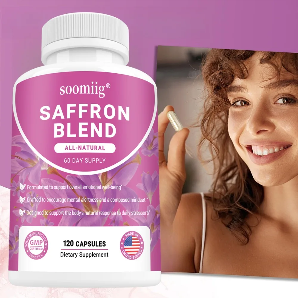 

Saffron Supplements with Rhodiola Root, Ginger for Mood, Promotes Sleep & Eye Health, Joint Supplements for Men and Women