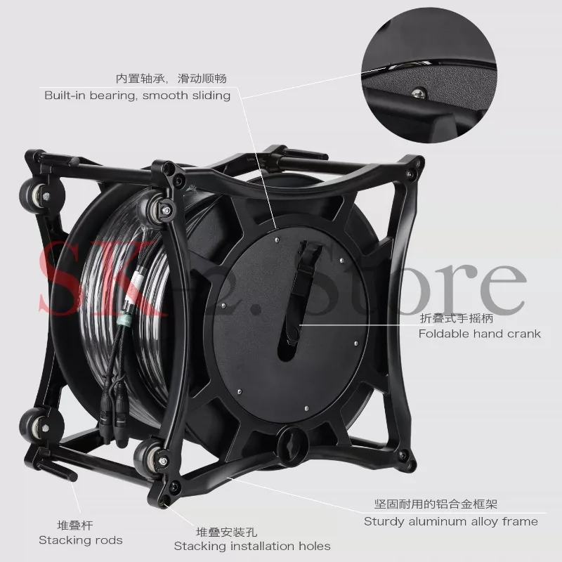 8 pairs of CAT6 dual-shielded network cable reels for stage performances Engineering-grade mobile network cable car