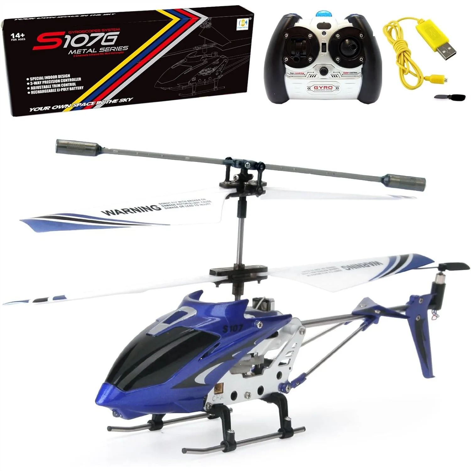 

Mini RC Helicopter 3.5 Channel with Gyro, Remote Control 3CH, Blue Flashing Light