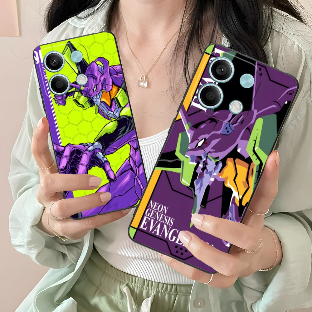 Mobile Anime EVA Phone Case for Xiaomi Redmi Note 13 12 11 10 9 8 7 6 S A Pro Lite Plus 5G Black Smartphone Cellphones Cover