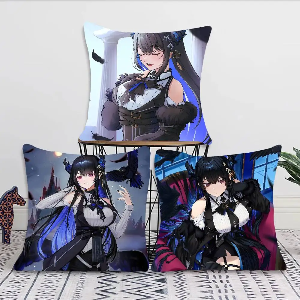 Nerissa Ravencoft Animation H-hololive Pillow Case Fashion Square Pillowcase Bedroom Sofa Room Ins Decoration Leisure
