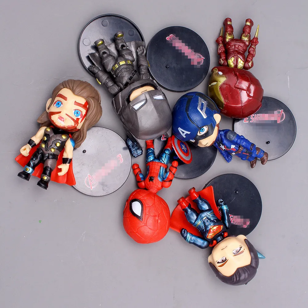 6Pcs Marvel Super Hero Spiderman Iron Man Captain America Decorations Avengers Ornaments for Boys Party Cake Toys Birthday Gifts