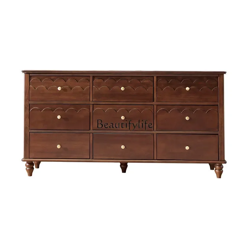 

FG40Medieval light luxury nine-chest cabinet American solid wood retro entrance cabinet