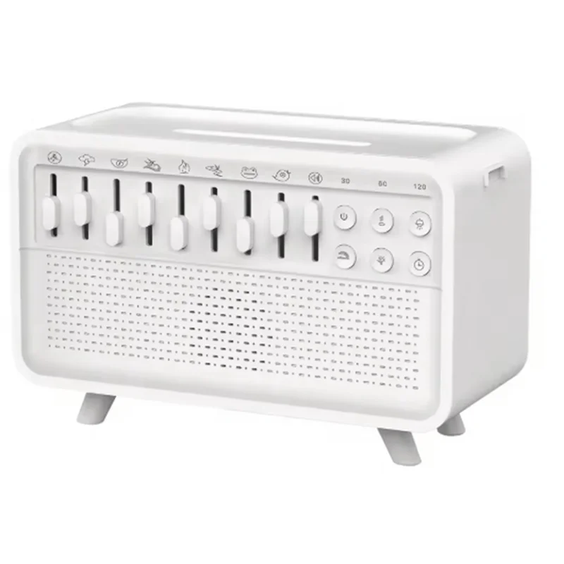 White Noise Machine Diffuser Bluetooth Speaker With 8 Group Nature Sound Air, USB Charging And UK Plug For Power Supply