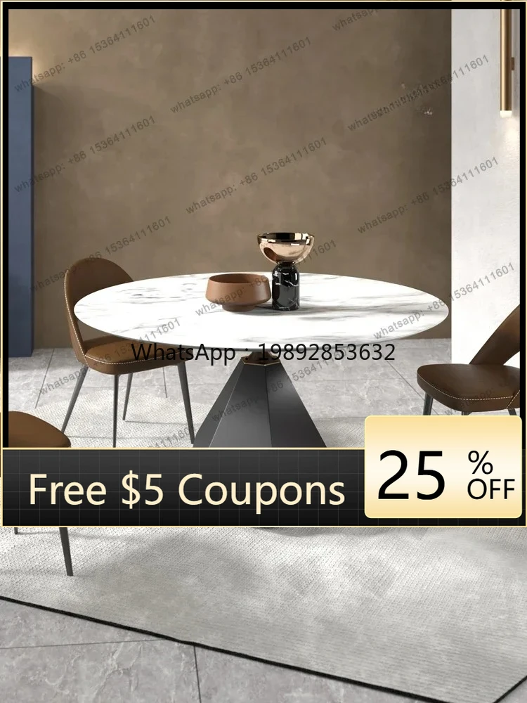 

W2 Italian marble round dining table simple modern small apartment household super crystal stone table designer