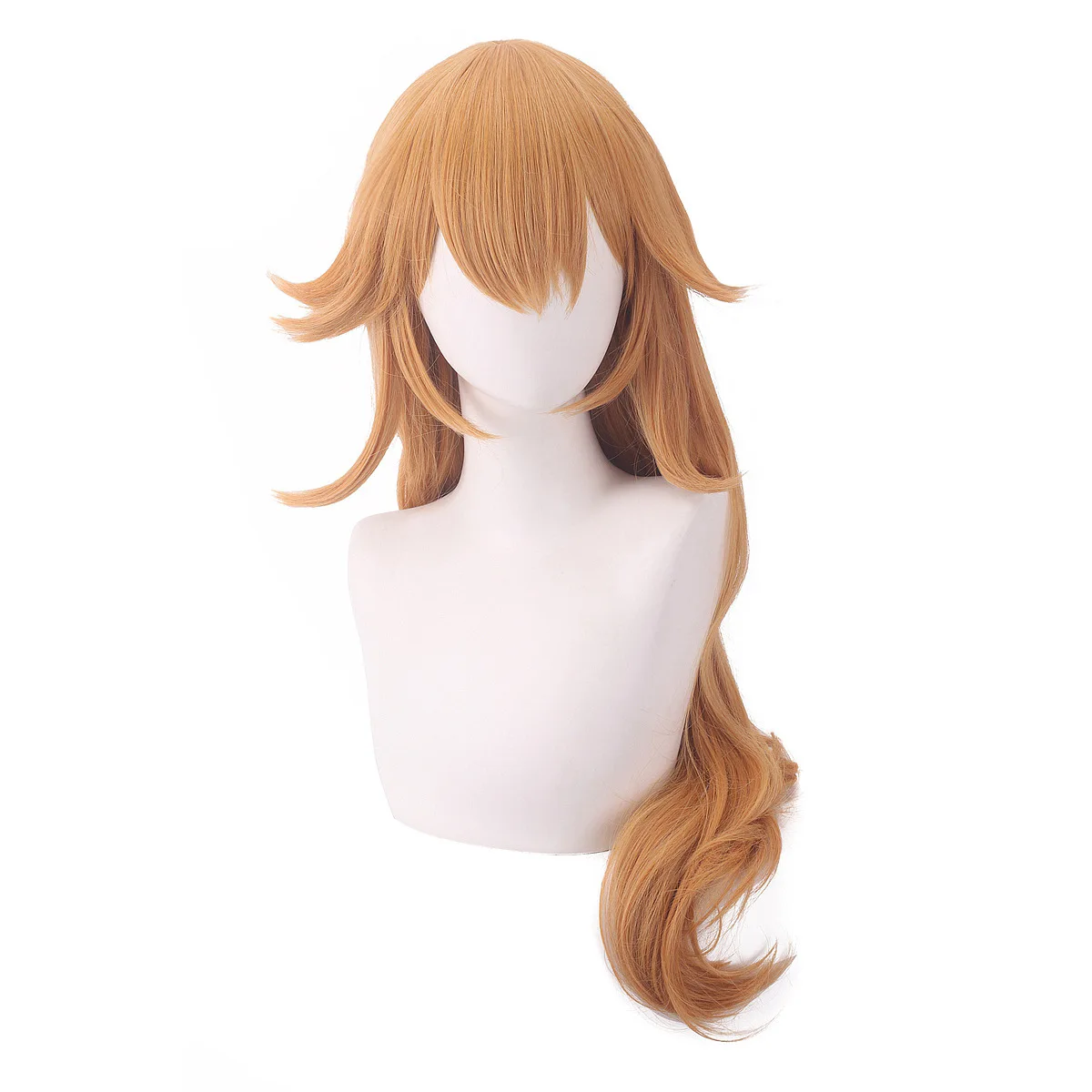 Wig Cosplay Pirang Bergelombang Panjang Sintetis untuk Wanita Pesta Kostum Putri Rambut Serat Tahan Panas Permainan Peran Anime Halloween