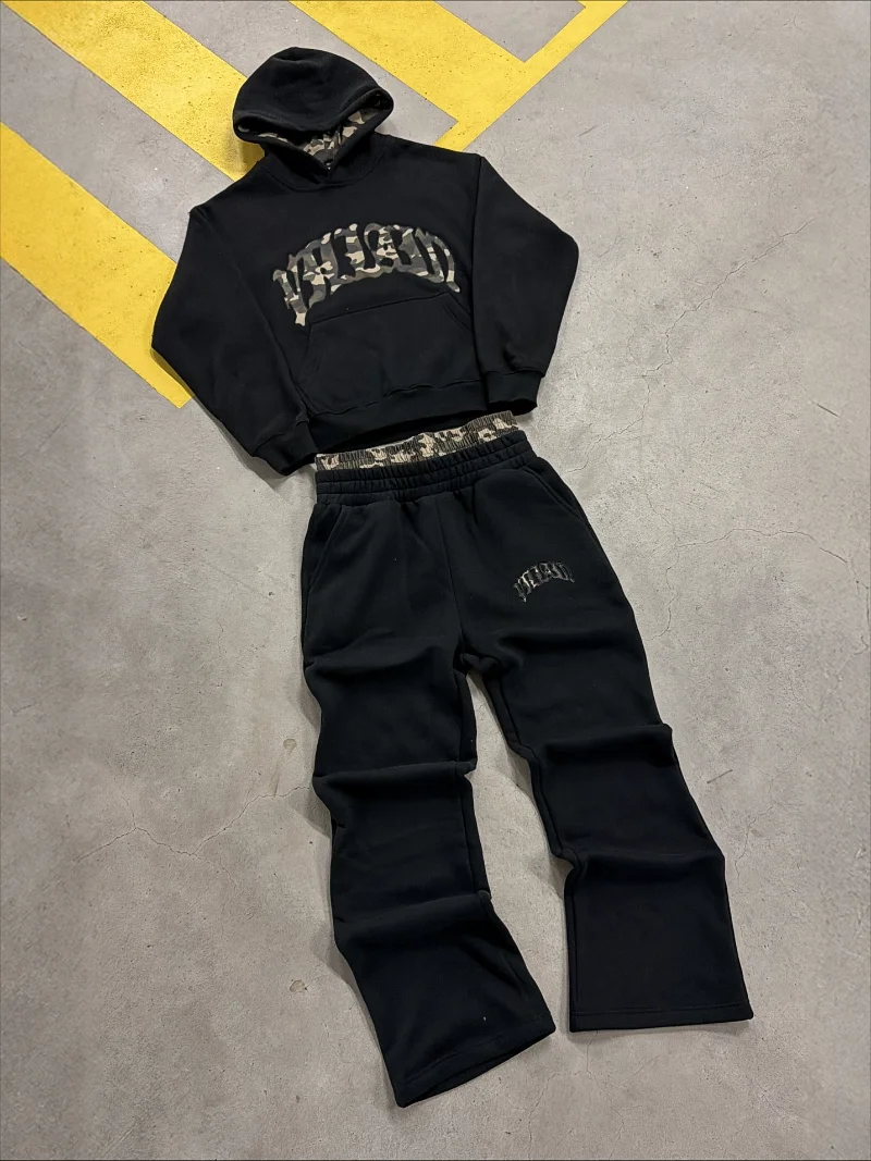 مجموعة ملابس رجالية أوروبية وأمريكية مع رقعة مطرزة جديدة بطباعة الفهد وتصميم ملابس رياضية هيب هوب للشارع للنساء #3