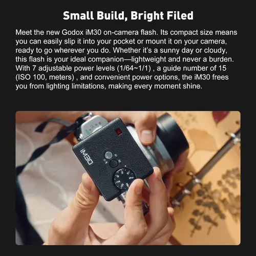 Imagen 2 del producto Godox iM30 iM20 Mini cámara Flash iM30 iM20 para Canon, Fuji, f1-230, Sony zv1, zve10, Ricoh, gr3, Nikon, Panasonic, Olympus, Pentax, la mayoría de las cámaras SLR